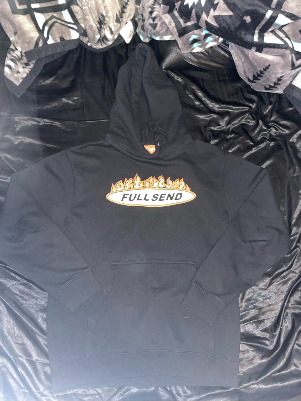 Full Send Black Flame Logo Hoodie